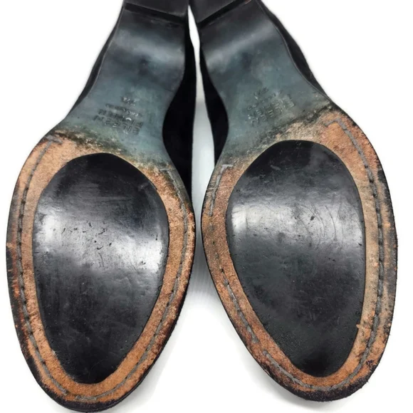 Eileen Fisher Neat Black Suede Round-Toe Low Block Heel Slip-On Pumps - Picture 11 of 14